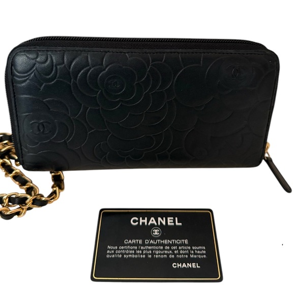 Chanel Logo CC Classic Long Leather Zip Wallet Authentication card, Box & chain. - Picture 3 of 17